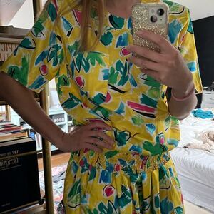 80s Vintage Colorful Abstract Print two piece set